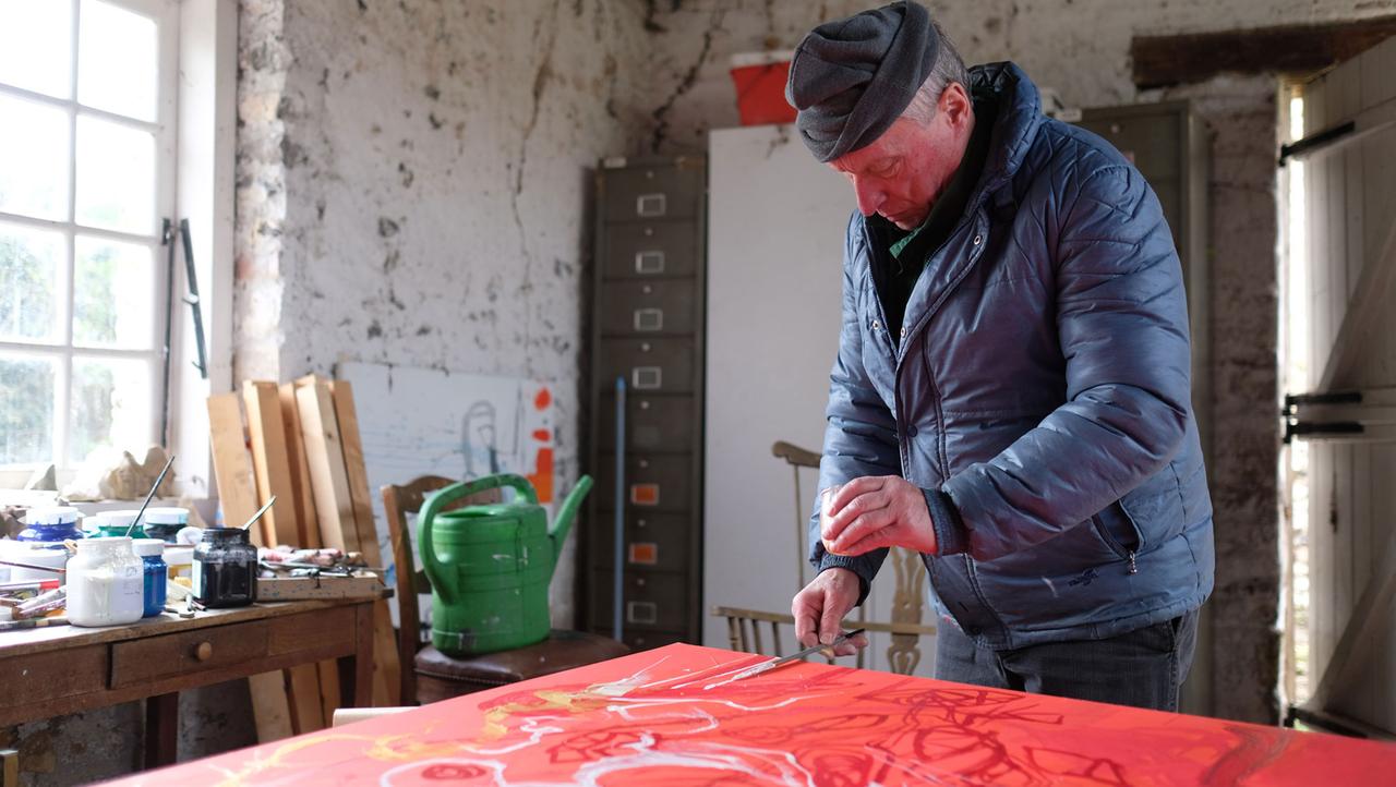 Valère Novarina in seinem Atelier in der Normandie Valère Novarina in seinem Atelier in der Normandie