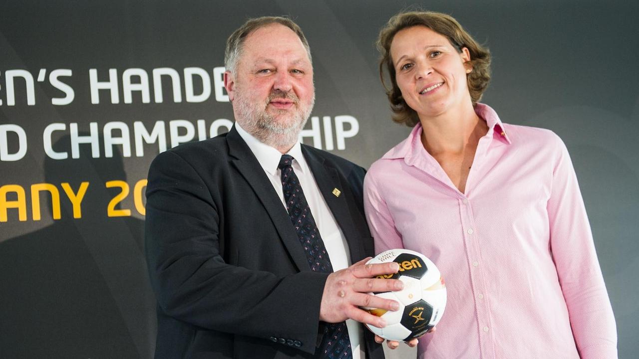 Andreas Michelmann, Präsident des Deutschen Handballbundes, und die ehemalige deutsche Handballspielerin Grit Jurack