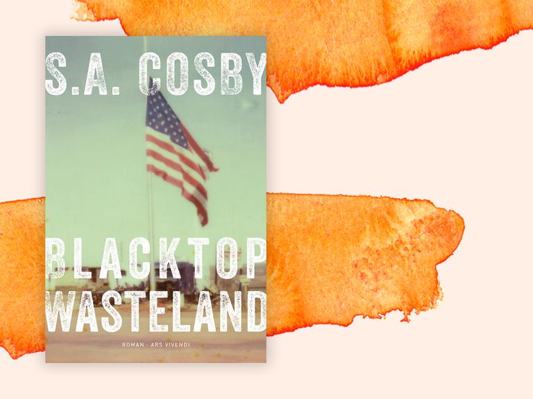 Das Buchcover "Blacktop Wasteland" von S. A. Cosby ist vor einem grafischen Hintergrund zu sehen.