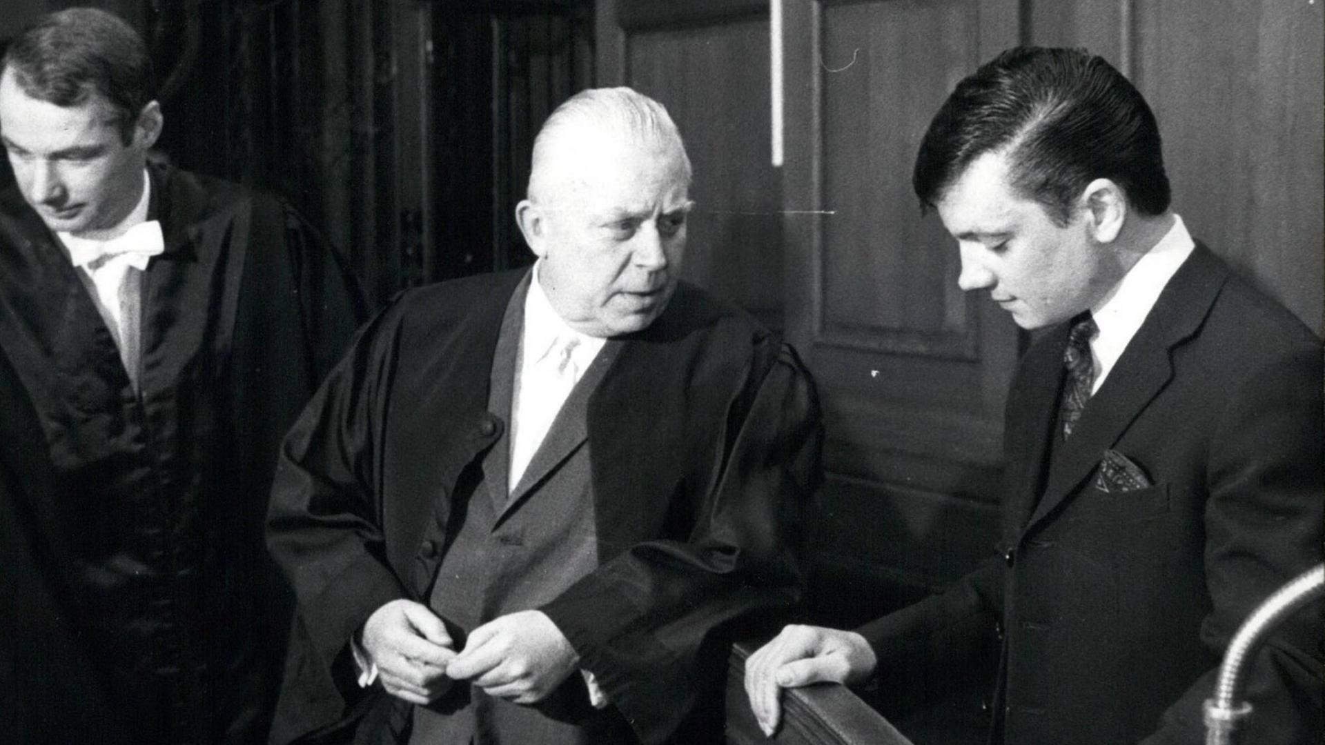 Mar. 03, 1969 - Trial against assailant of Rudi Dutschke: On 4th March, 1969, the trial against Josef Bachmann the assailant of Rudi Dutschke, began in Berlin, 24-year-old J. Bachmann is accused of attempted murder. SDS-member Dutschke will not appear as a witness before the court. Photo Shows from left to right: Dr. Studier, Dr. Weyher, both counsels for the defense, the accused Josef Bachmann. PUBLICATIONxINxGERxONLY - ZUMAk09 Mar. 03, 1969 - Trial against assailant of Rudi Dutschke: On 4th March, 1969, the trial against Josef Bachmann the assailant of Rudi Dutschke, began in Berlin, 24-year-old J. Bachmann is accused of attempted murder. SDS-member Dutschke will not appear as a witness before the court. Photo Shows from left to right: Dr. Studier, Dr. Weyher, both counsels for the defense, the accused Josef Bachmann. PUBLICATIONxINxGERxONLY - ZUMAk09
