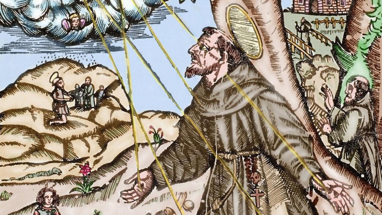 Zeichnung: Franz von Assisi am Berg La Verna 1224 Zeichnung: Franz von Assisi am Berg La Verna 1224