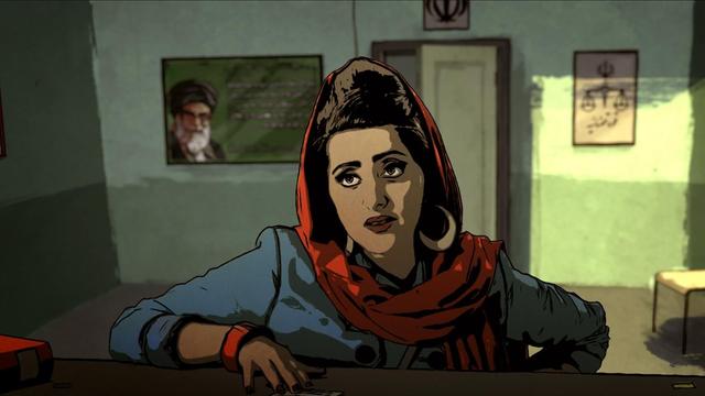 Szene aus Teheran Tabu: Pari, eine junge Frau mit Kopftuch, steht vor dem Richter