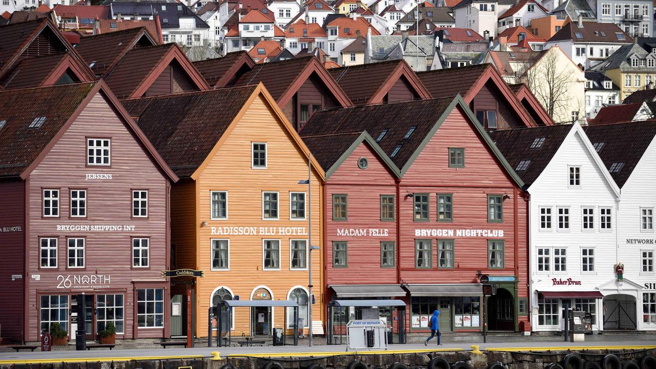 Blick auf den Stadtteil Bryggen in Bergen Blick auf den Stadtteil Bryggen in Bergen