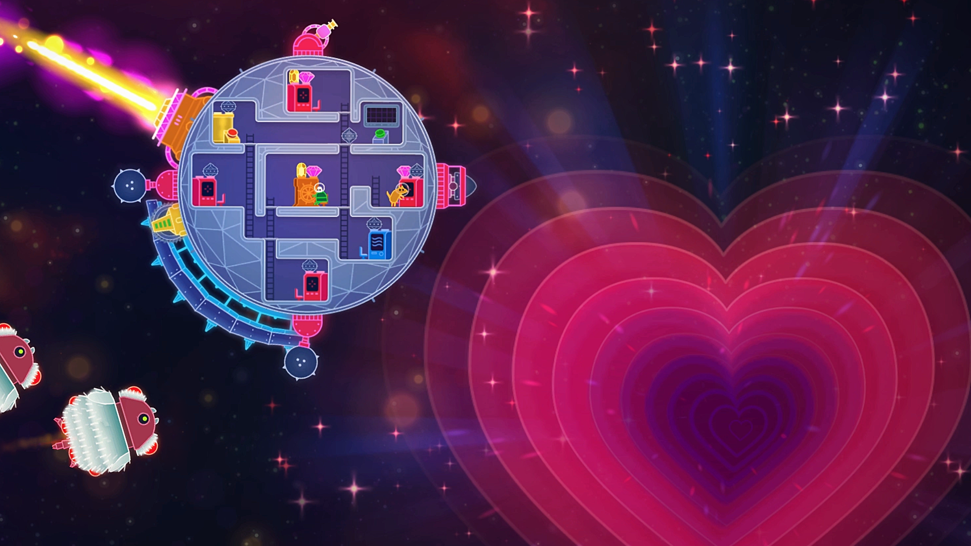 Screenshot des Computerspiels "Lovers in A Dangerous Spacetime" Screenshot des Computerspiels "Lovers in A Dangerous Spacetime"