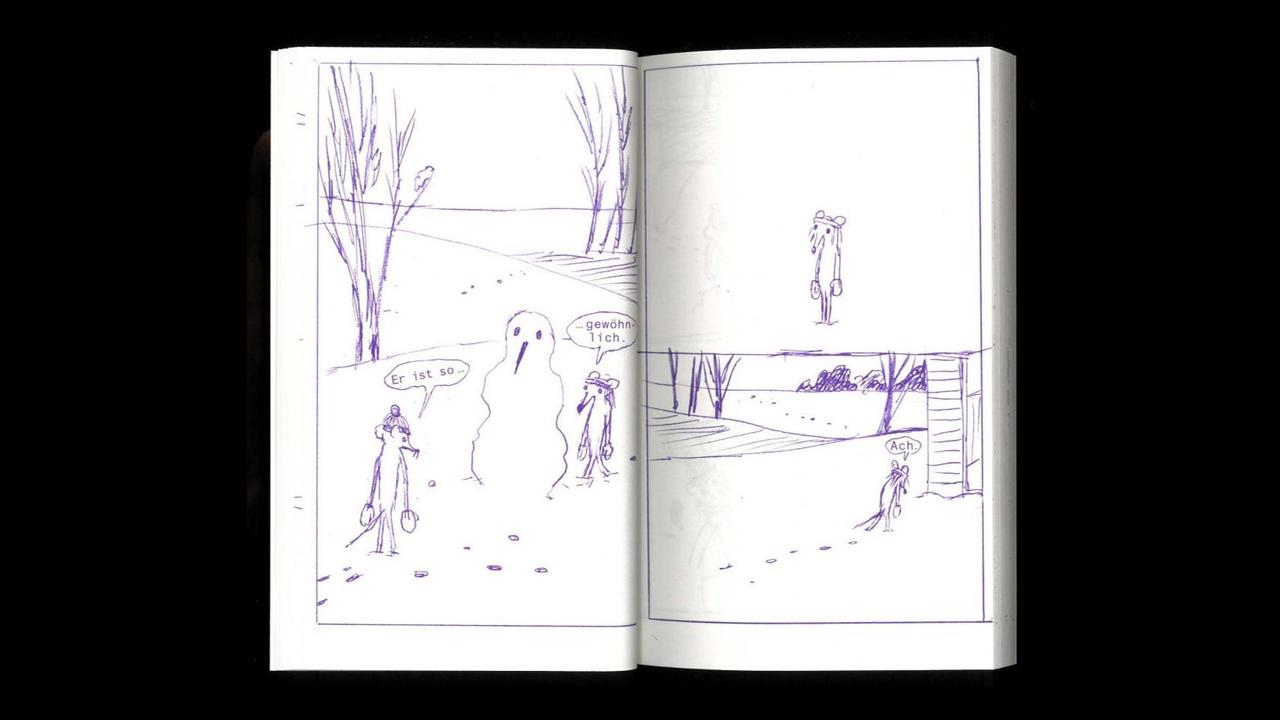 Ausschnitt aus Anna Haifischs Comic "Residenz Fahrenbühl": Zwei Mäuse bauen einen Schneemann, sind mit dem Ergebnis aber nicht zufrieden.