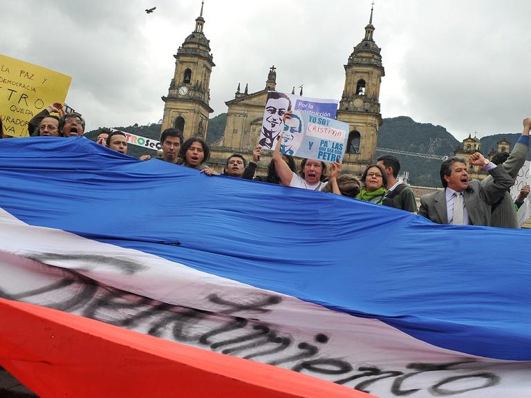 Unterstützer von Bürgermeister Gustavo Petro in Bogotá