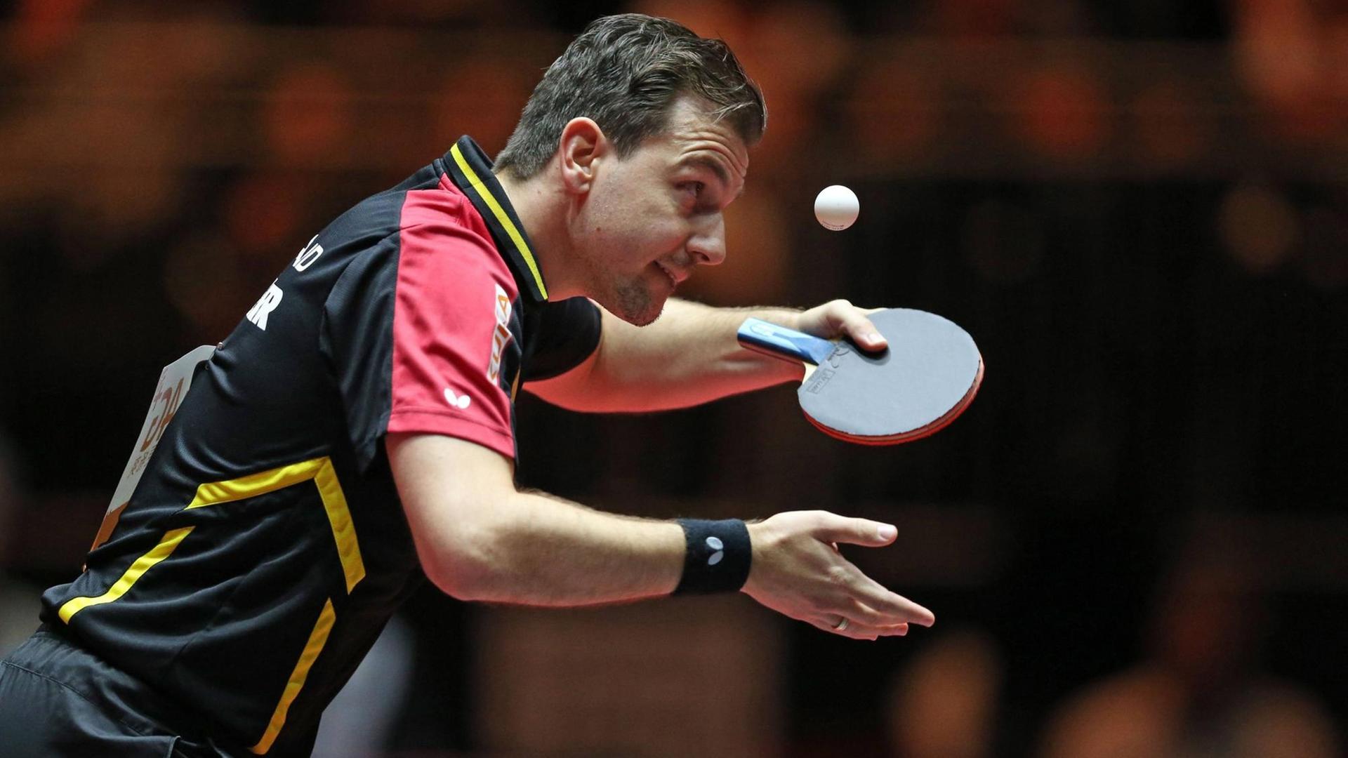 Timo Boll während eines Tischtennis-Spiels Timo Boll während eines Tischtennis-Spiels