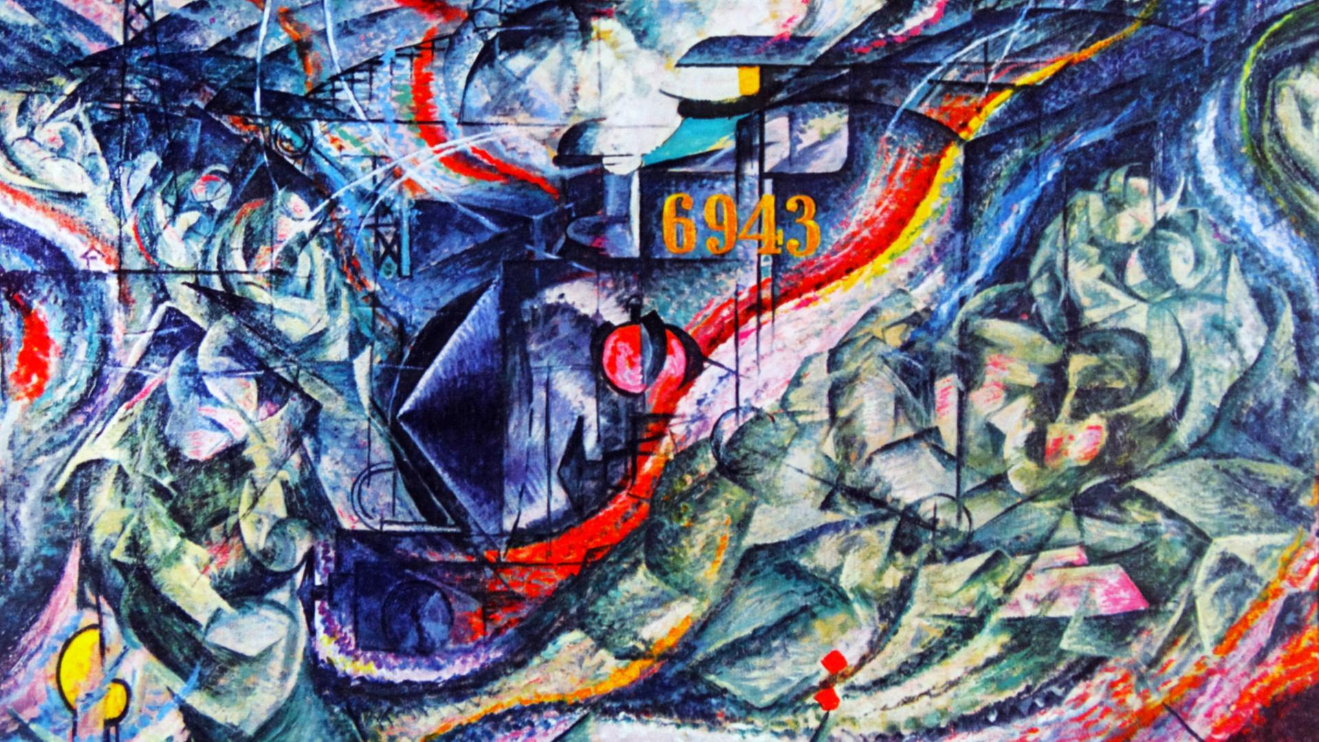 Ausschnitt aus dem Bild "Abschiede" (1911) von Umberto Boccioni. Ausschnitt aus dem Bild "Abschiede" (1911) von Umberto Boccioni.