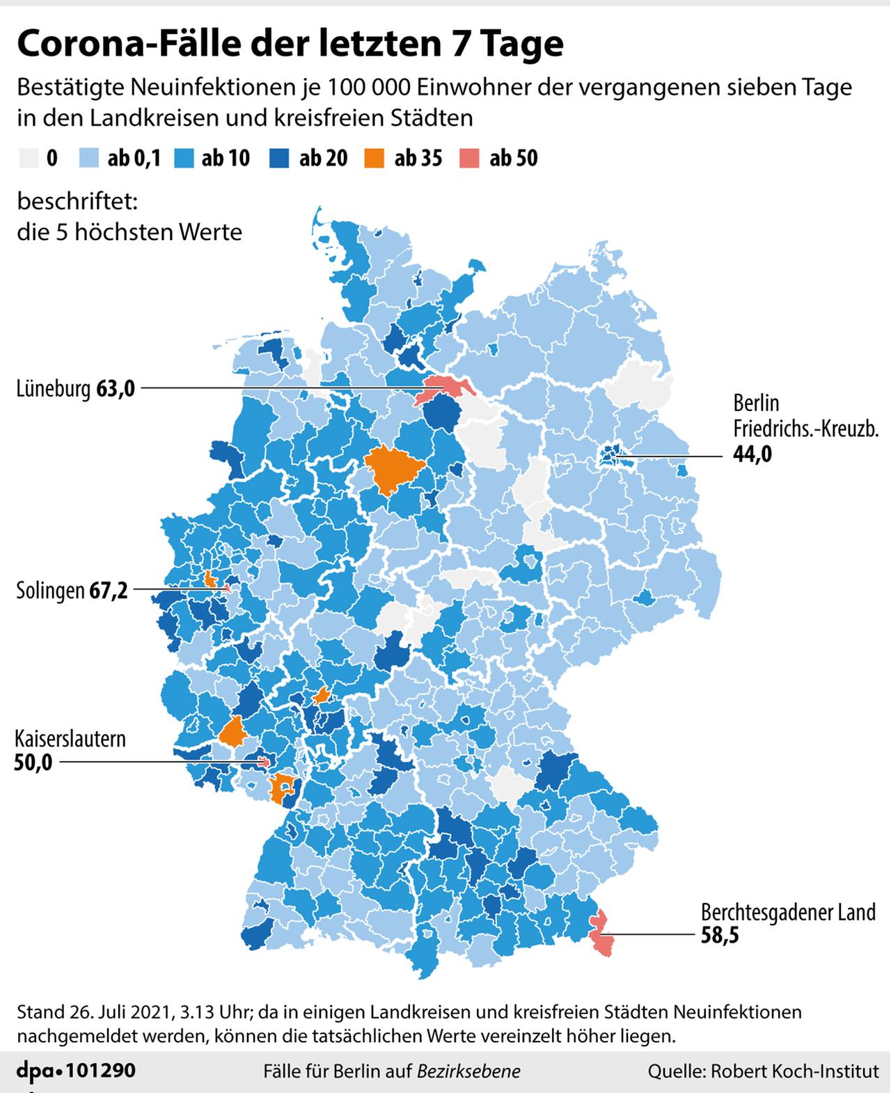 Die Grafik zeigt die Entwicklung der Inzidenz in Deutschland. Die Grafik zeigt die Entwicklung der Inzidenz in Deutschland.