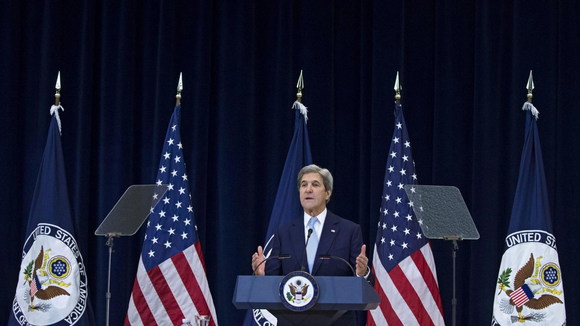 John Kerry bei seiner letzten Nahost-Grundsatzrede als US-Außenminister John Kerry bei seiner letzten Nahost-Grundsatzrede als US-Außenminister