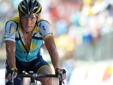 Lance Armstrong bei der Tour de France im Juli 2009 Lance Armstrong bei der Tour de France im Juli 2009