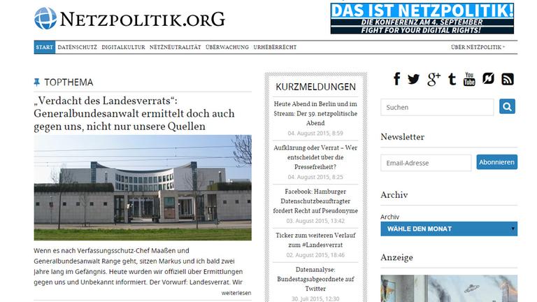 Screenshot der Seite "netzpolitik.org" Screenshot der Seite "netzpolitik.org"