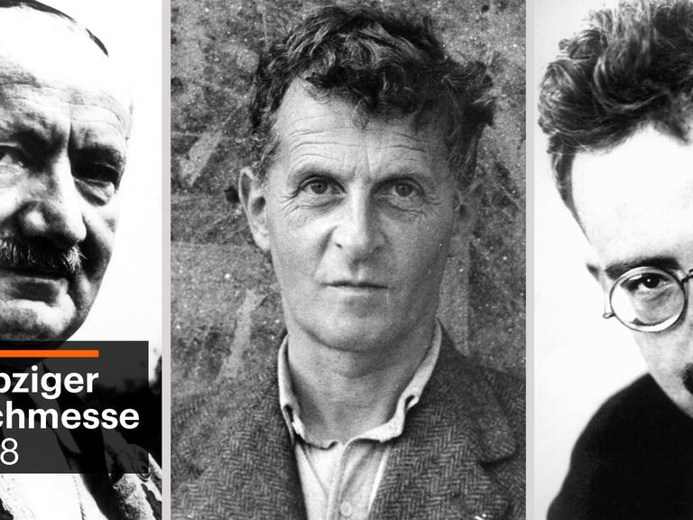 Die Philosophen Martin Heidegger (l), Ludwig Wittgenstein und Walter Benjamin