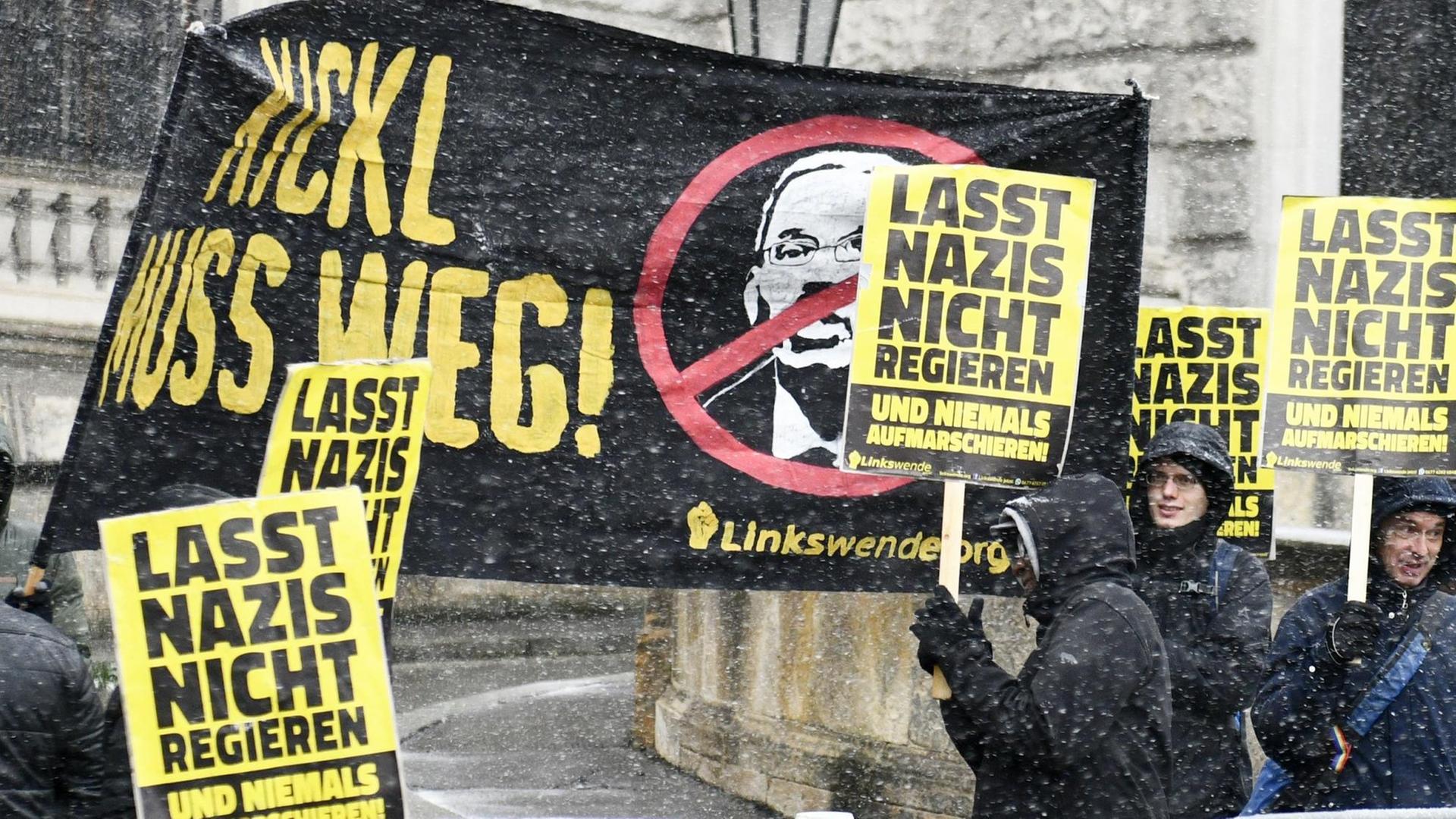 Protestaktion gegen Innenminister Herbert Kickl (FPÖ) in Wien.