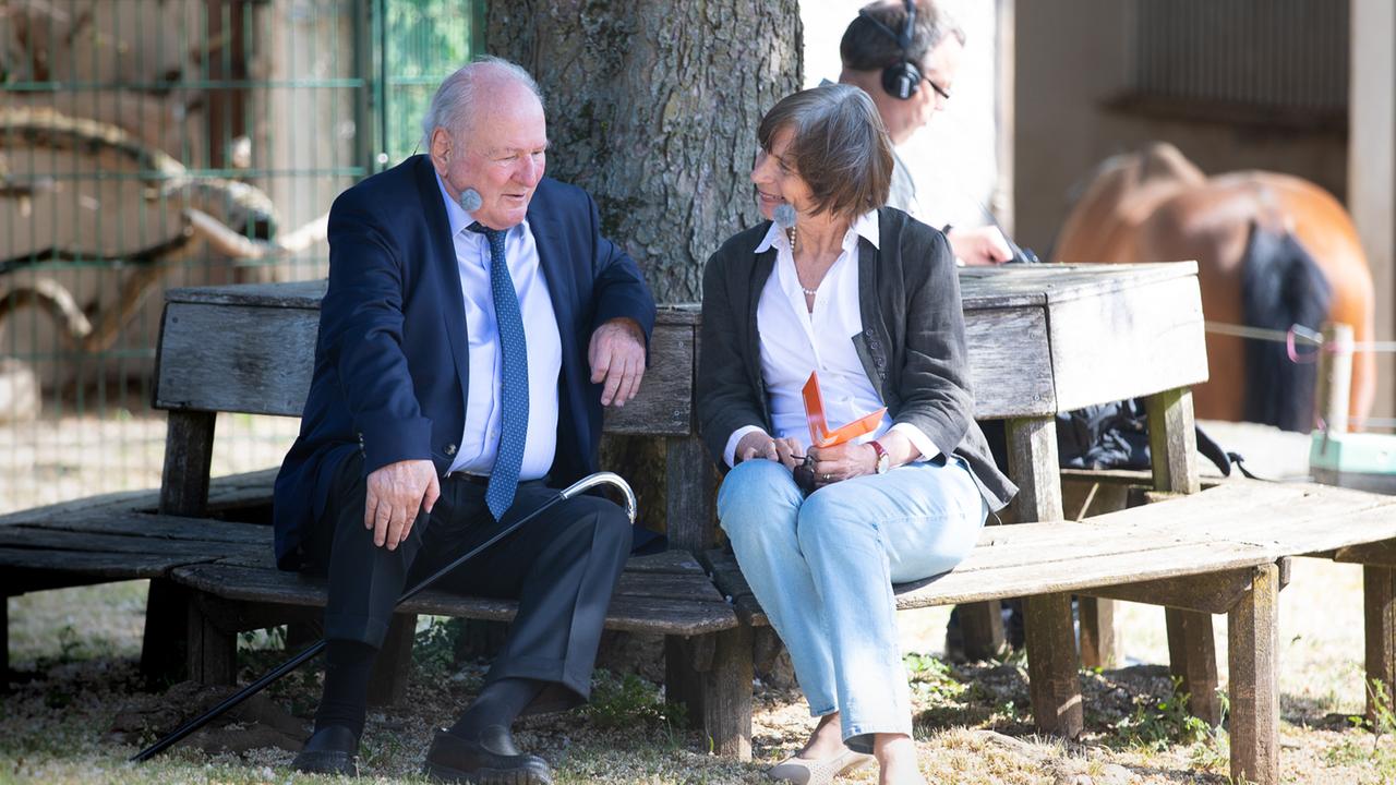 Claus Hipp übernahm den landwirtschaftlichen Betrieb seines Vaters als junger Mann, erzählt er Renate Schönfelder unter einer großen Kastanie in der Mitte seines Hofes. Seit den 60er Jahren wird hier biologischer Landbau betrieben. Claus Hipp übernahm den landwirtschaftlichen Betrieb seines Vaters als junger Mann, erzählt er Renate Schönfelder unter einer großen Kastanie in der Mitte seines Hofes. Seit den 60er Jahren wird hier biologischer Landbau betrieben.