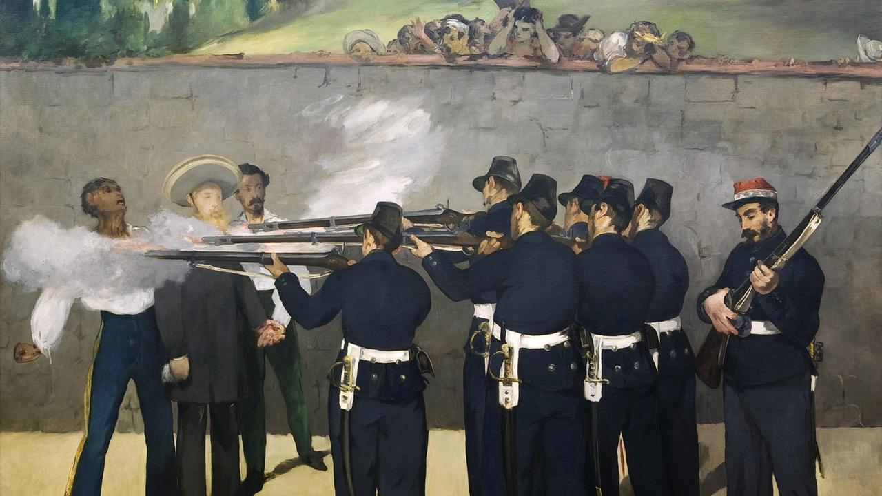 Das Gemälde von Édouard Manet zeigt die Erschießung Kaiser Maximilians und zweier seiner Generäle, allerdings von französischen Soldaten, eigentlich waren es mexikanische.