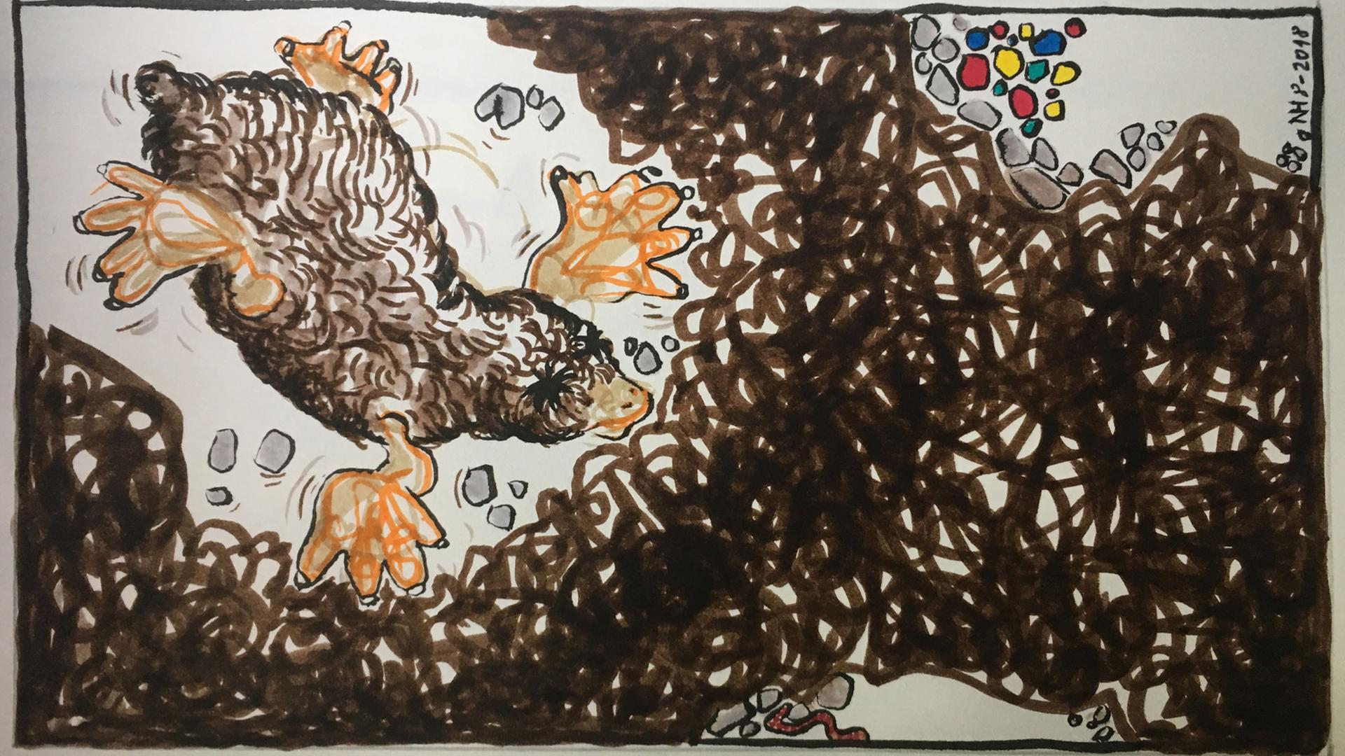 Illustration eines Maulwurfs, der sich durch die Erde gräbt. Illustration eines Maulwurfs, der sich durch die Erde gräbt.