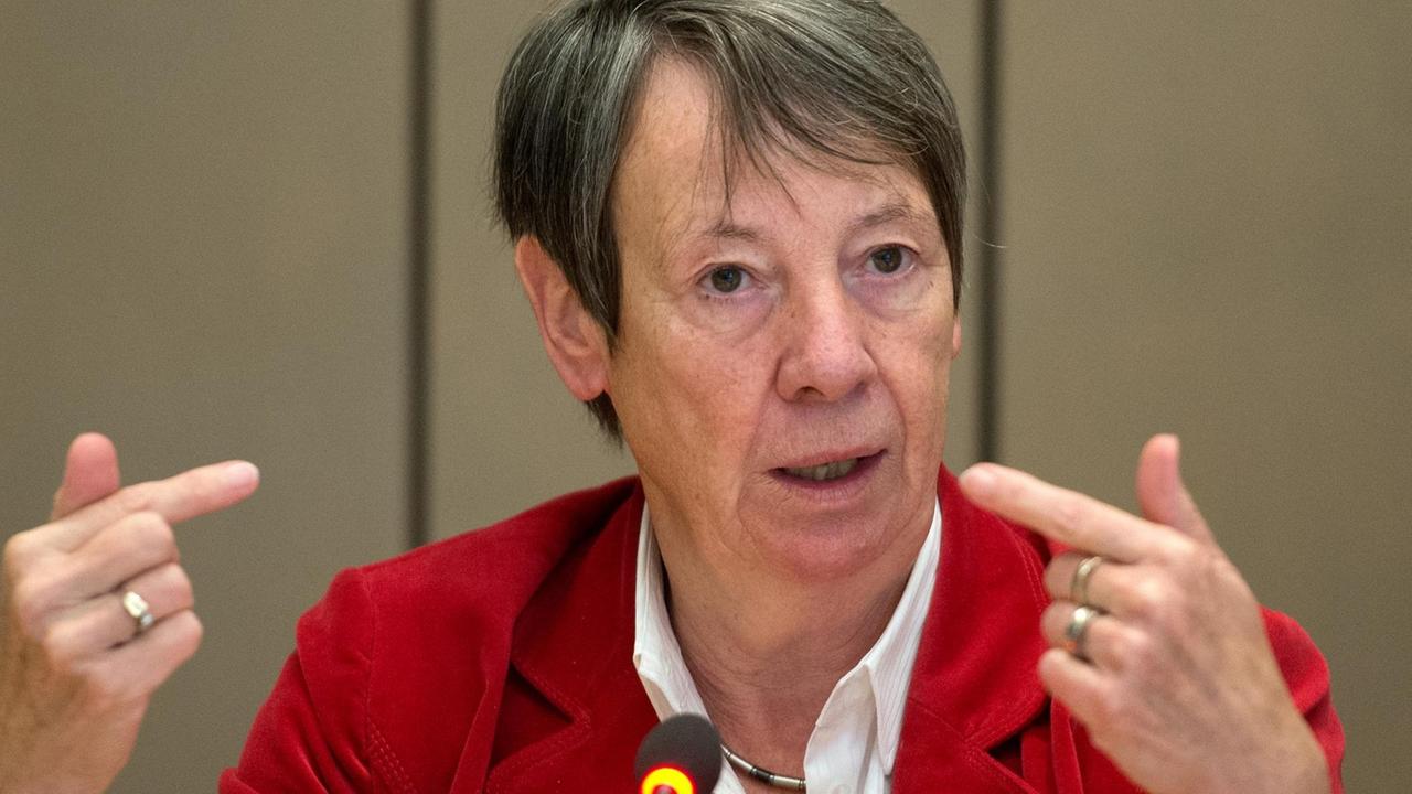 Die Bundesministerin für Umwelt, Naturschutz, Bau und Reaktorsicherheit, Barbara Hendricks (SPD), spricht am 30.10.2015 auf einer Pressekonferenz im Residenzschloss in Dresden (Sachsen). Die Bundesministerin für Umwelt, Naturschutz, Bau und Reaktorsicherheit, Barbara Hendricks (SPD), spricht am 30.10.2015 auf einer Pressekonferenz im Residenzschloss in Dresden (Sachsen).