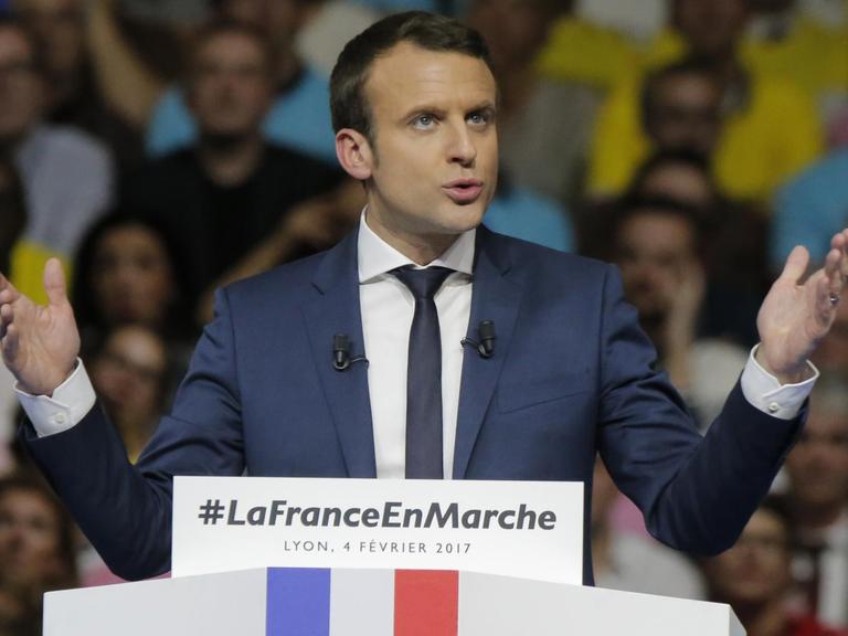 Der französische Präsidentschaftskandidat Emmanuel Macron auf einer Wahlveranstaltung in Lyeon (4.2.17).