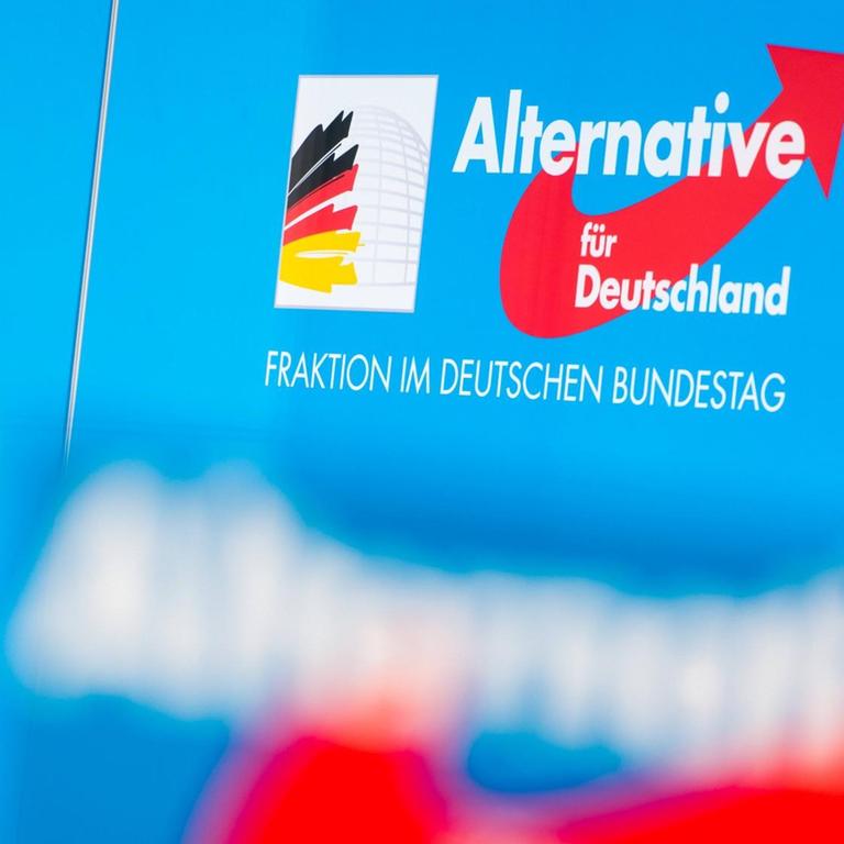 Das Logo der AfD Bundestagsfraktion im Deutschen Bundestag am 23.02.2021.
