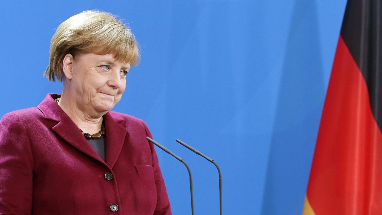 Angela Merkel während einer Pressekonferenz im Bundeskanzleramt am 8. November 2016. Angela Merkel während einer Pressekonferenz im Bundeskanzleramt am 8. November 2016.