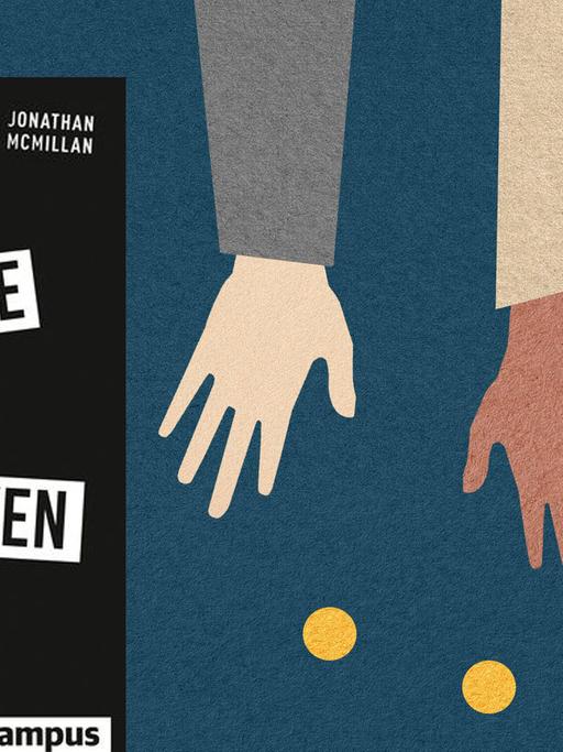 Das Cover von Jonathan McMillans Buch "Das Ende der Banken", im Hintergrund sind Hände zu sehen, die Münzen auf den Boden werfen.