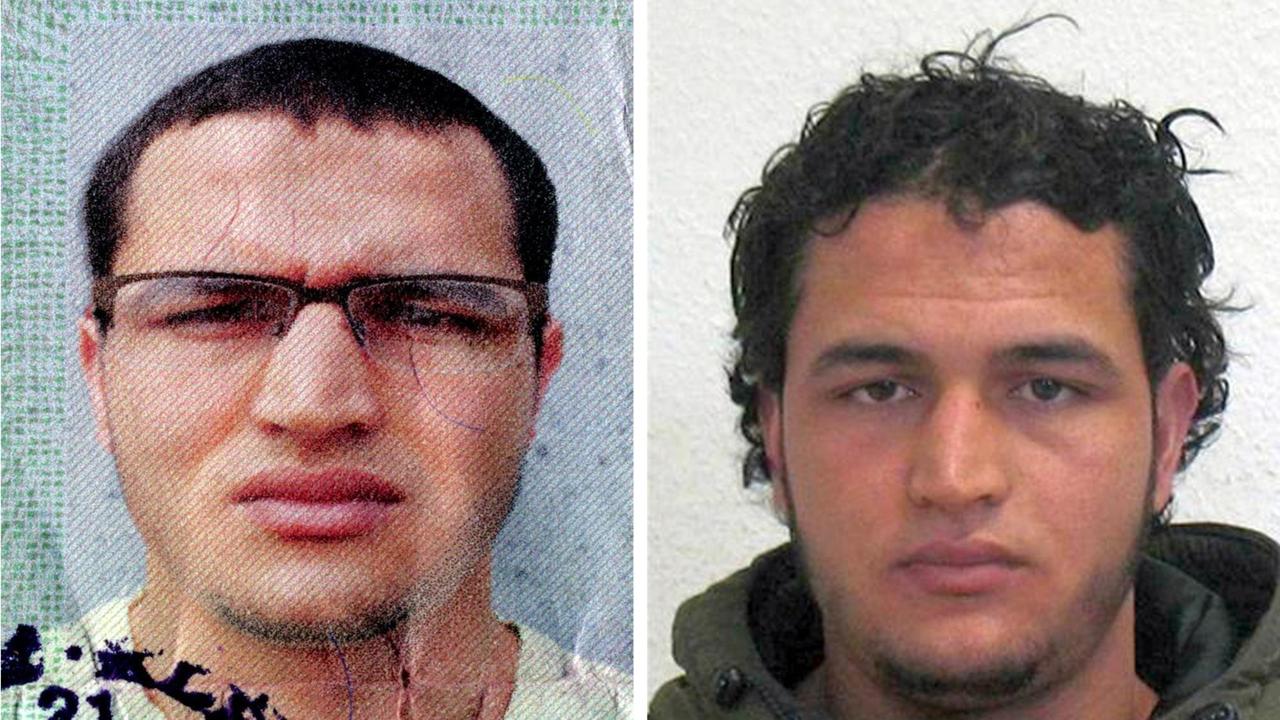 Die Bildkombo zeigt die vom Bundeskriminalamt veröffentlichten Fahndungsfotos des Berlin-Attentäters Anis Amri.