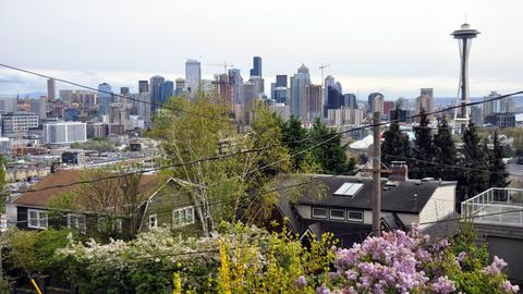 Skyline von Seattle im Bundesstaat Washington im Nordwesten der USA