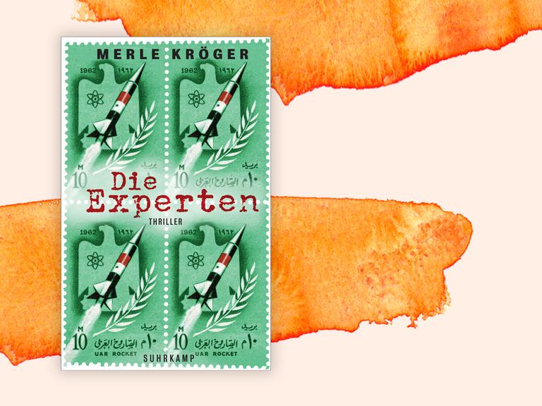 Das Cover von Merle Krögers Buch: "Die Experten" auf orange-weißem Hintergrund