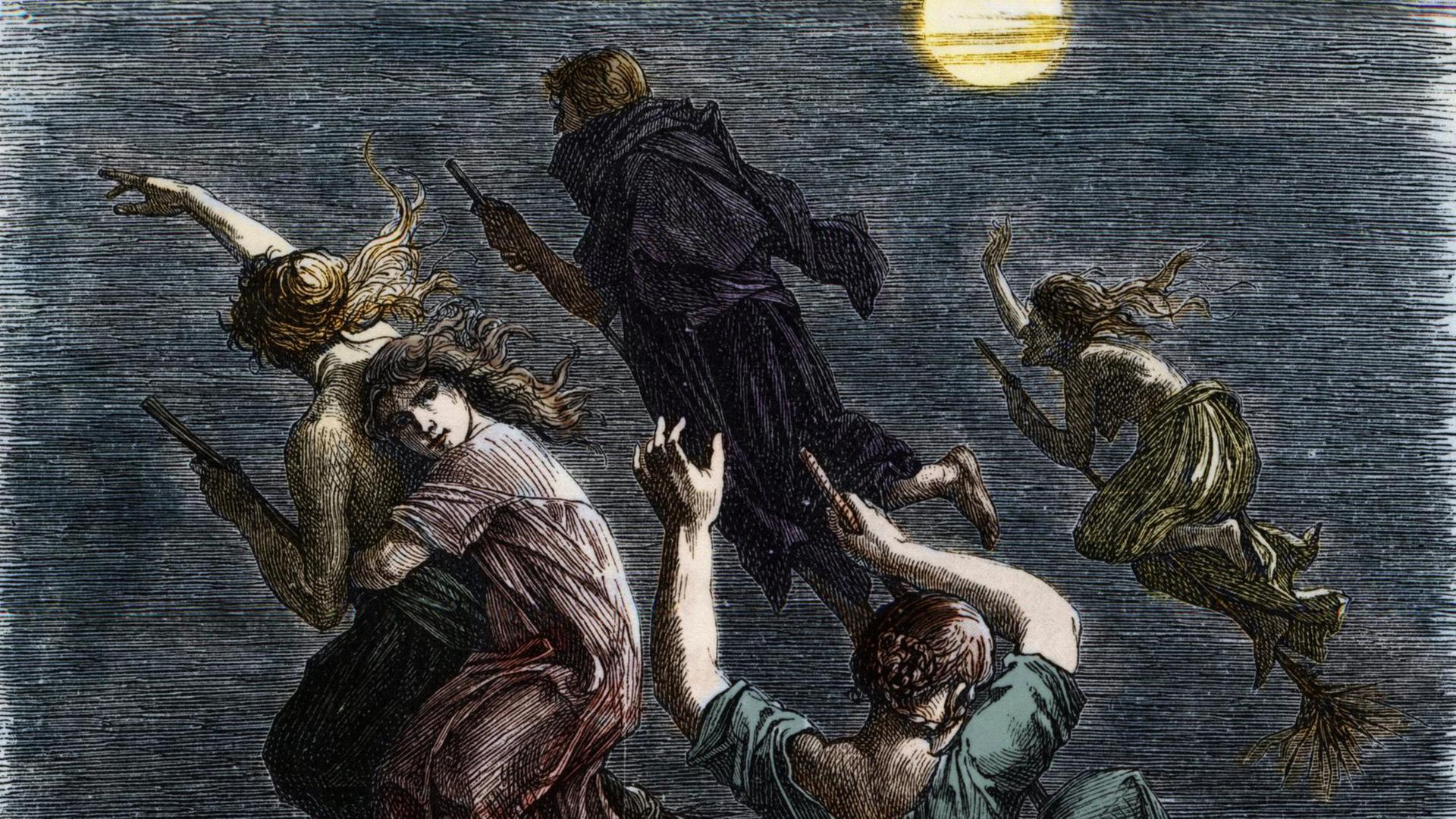 Hexen-Darstellung, entstanden um 1880 Hexen-Darstellung, entstanden um 1880