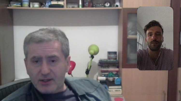 Ein Screenshot zeigt Hasan Nuhanović beim Videointerview mit Paul Hildebrandt auf Skype Ein Screenshot zeigt Hasan Nuhanović beim Videointerview mit Paul Hildebrandt auf Skype