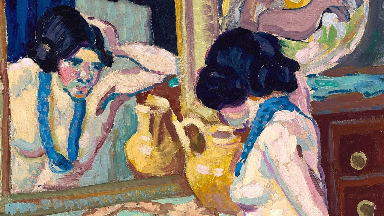 Akt einer Frau die in den Spiegel blickt Akt einer Frau die in den Spiegel blickt
