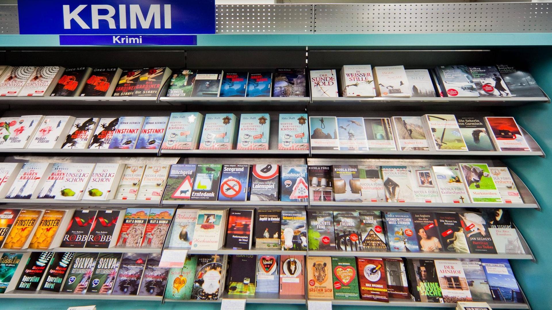 Die Krimiabteilung in einer Buchhandlung Die Krimiabteilung in einer Buchhandlung