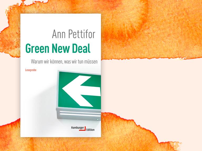 Buchcover zu Ann Pettifors "Green New Deal", mit dem weissen Pfeil eines Fluchtschildes.