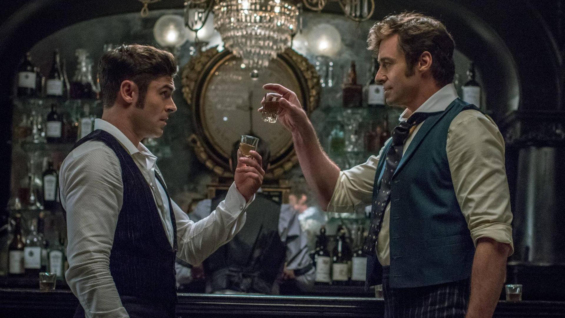 Szene aus "Greatest Showman": Zac Efron als Philip Carlisle und Hugh Jackman als P.T. Barnum. Szene aus "Greatest Showman": Zac Efron als Philip Carlisle und Hugh Jackman als P.T. Barnum.