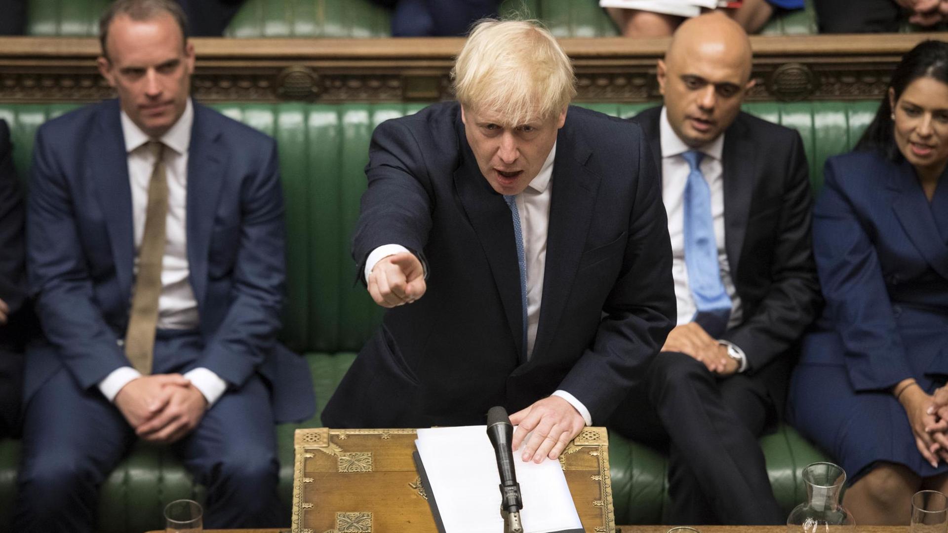Der neue britische Premierminister Boris Johnson während seiner Antrittsrede im britischen Parlament Der neue britische Premierminister Boris Johnson während seiner Antrittsrede im britischen Parlament