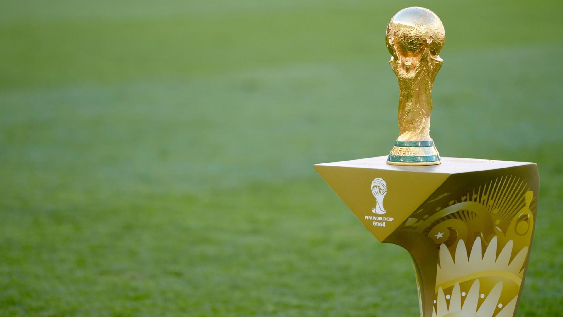 Der Siegerpokal der Fußball-WM 2014 in Brasilien. Der Siegerpokal der Fußball-WM 2014 in Brasilien.