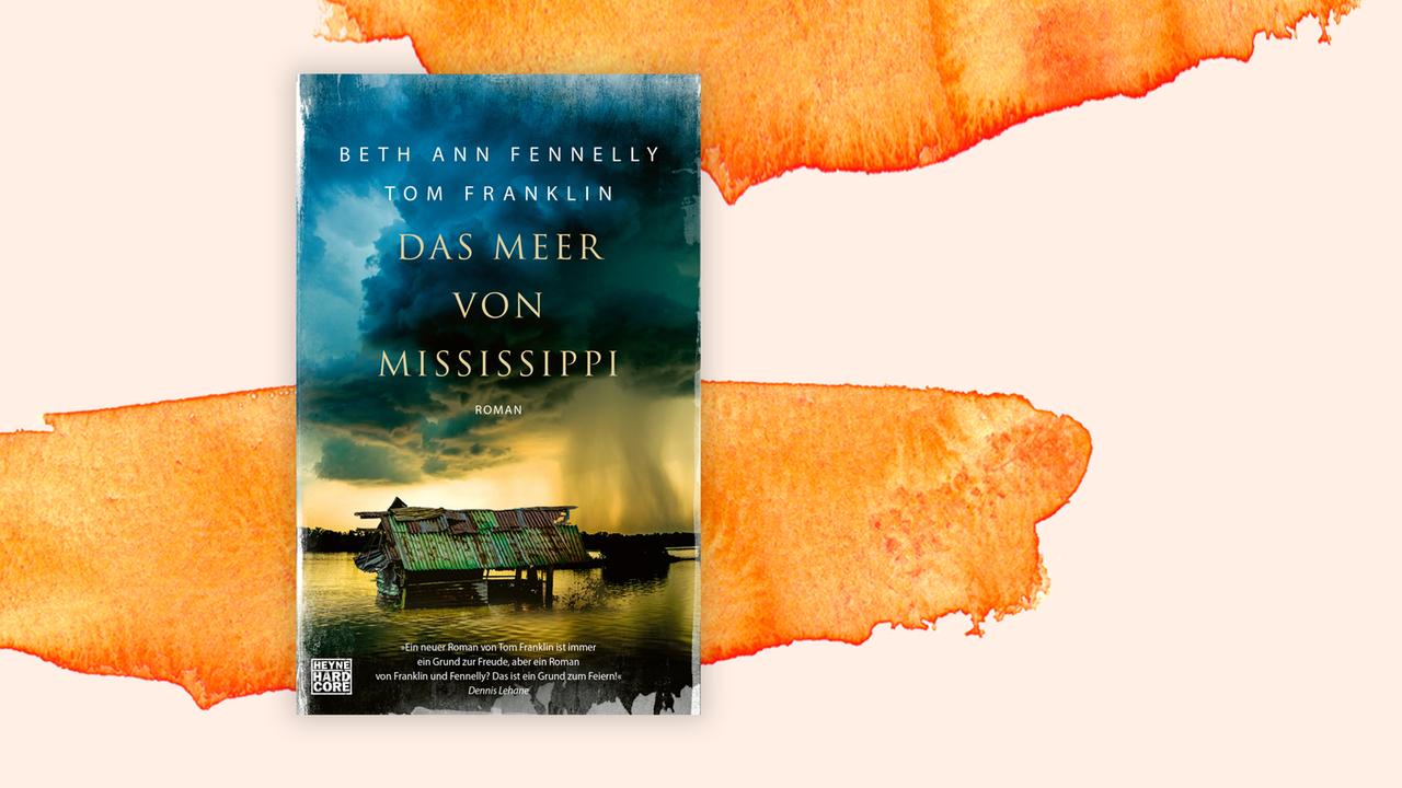 Das Cover des Buchs der beiden Autoren Beth Ann Fennelly und Tom Franklin, "Das Meer vom Mississippi", auf orange-weißem Hintergrund.