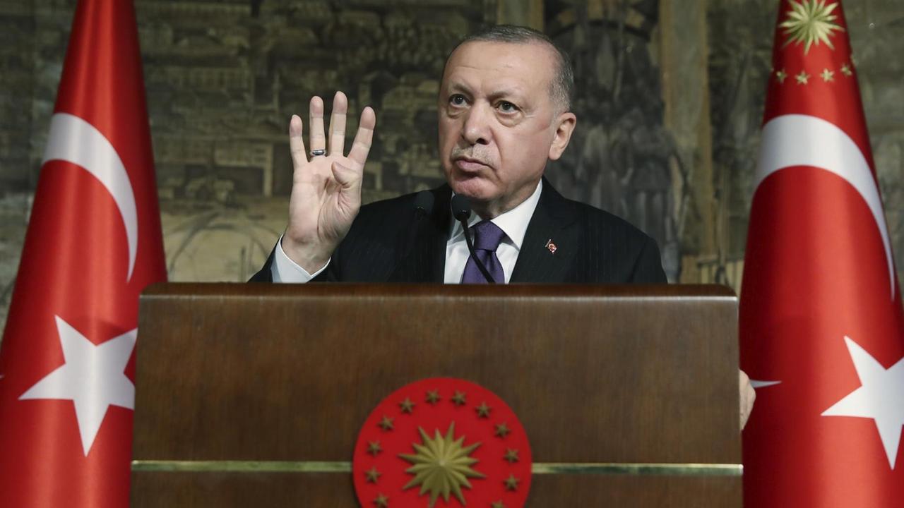 Der türkische Präsident Recep Tayyip Erdogan bei einer Rede in Istanbul, 15.01. 2021. Der türkische Präsident Recep Tayyip Erdogan bei einer Rede in Istanbul, 15.01. 2021.
