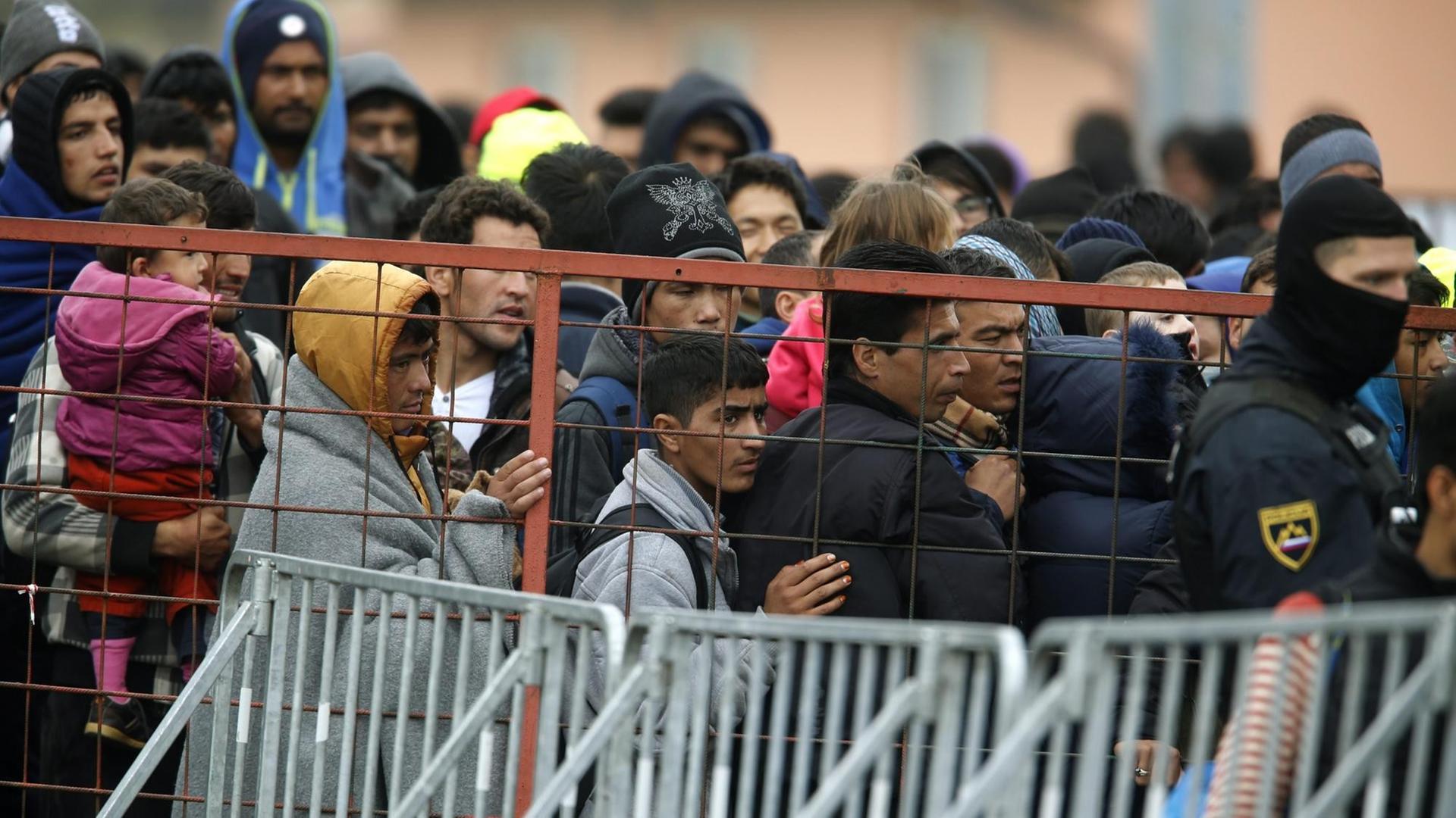 Zu sehen sind Flüchtlinge, die in Slowenien auf eine Weiterreise warten. Zu sehen sind Flüchtlinge, die in Slowenien auf eine Weiterreise warten.