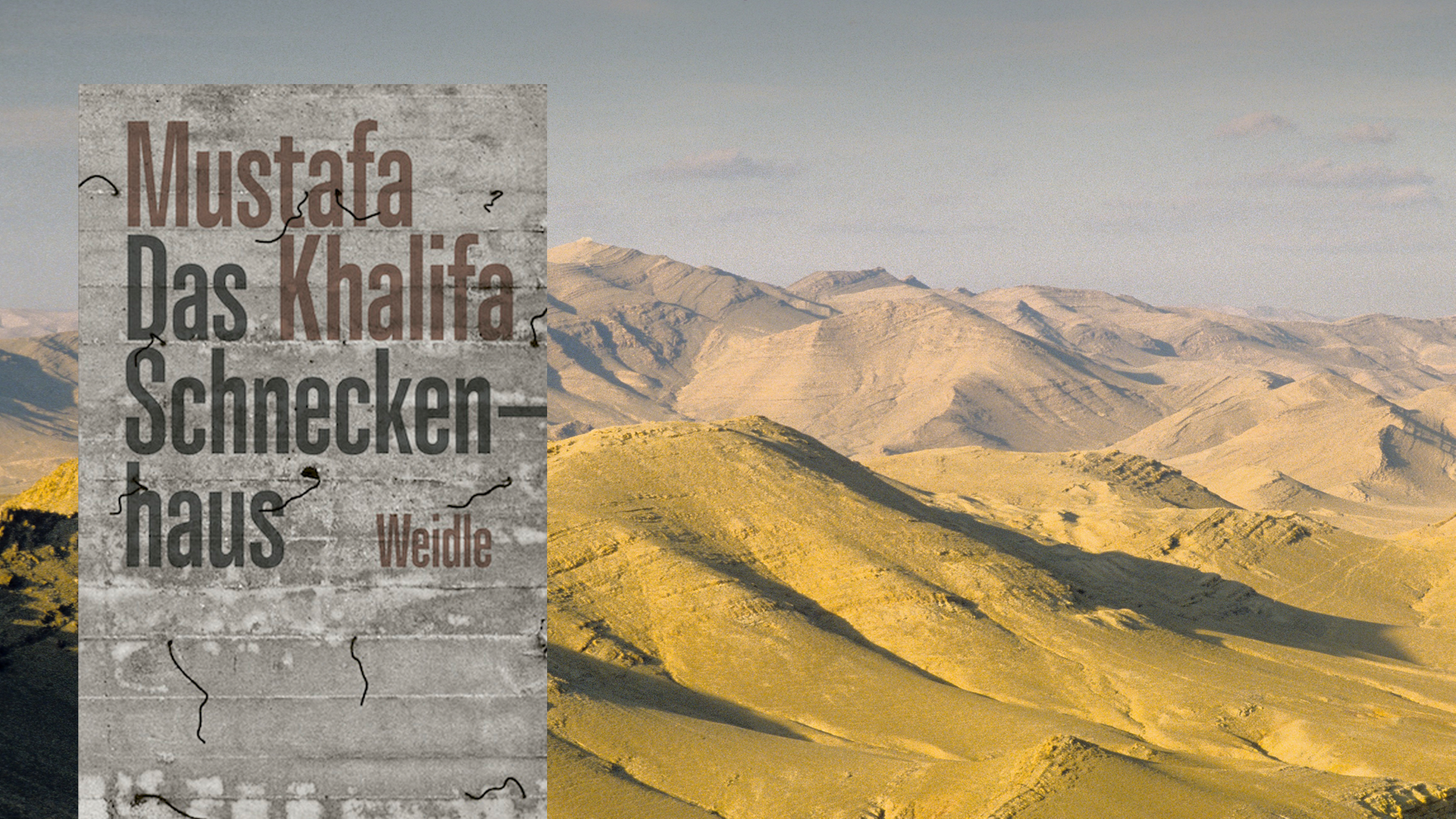 Im Vordergrund ist das Cover des Buches "Das Schneckenhaus" zu sehen, im Hintergrund eine Wüstenlandschaft in Syrien in der nähe der Stadt Palmyra. Dort spielt der Roman. Im Vordergrund ist das Cover des Buches "Das Schneckenhaus" zu sehen, im Hintergrund eine Wüstenlandschaft in Syrien in der nähe der Stadt Palmyra. Dort spielt der Roman.