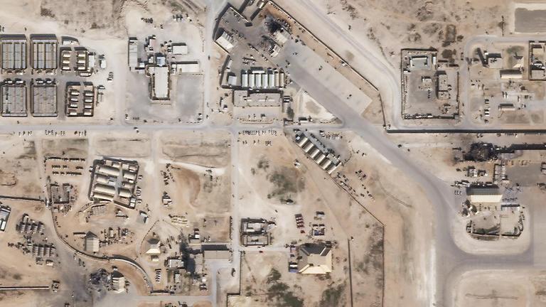 Ein Satellitenbild zeigt den Stützpunkt Ain-al-Assad im Irak am 8. Januar 2020