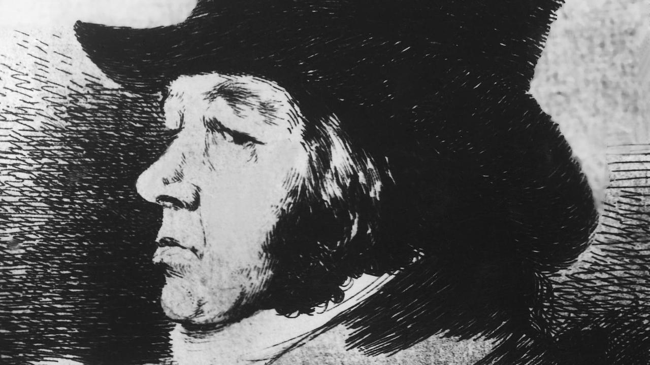 Der bedeutende spanische Maler, Radierer und Lithograph Francisco de Goya (1746-1828) in einem Selbstporträt.