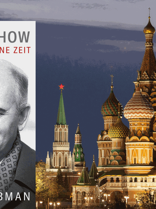 Cover von William Taubmans Buch, im Hintergrund: Die Kreml-Mauer mit dem Erlöserturm (l-r) und Nikolausturm und die Basilius-Kathedrale im Zentrum der russischen Hauptstadt Moskau.
