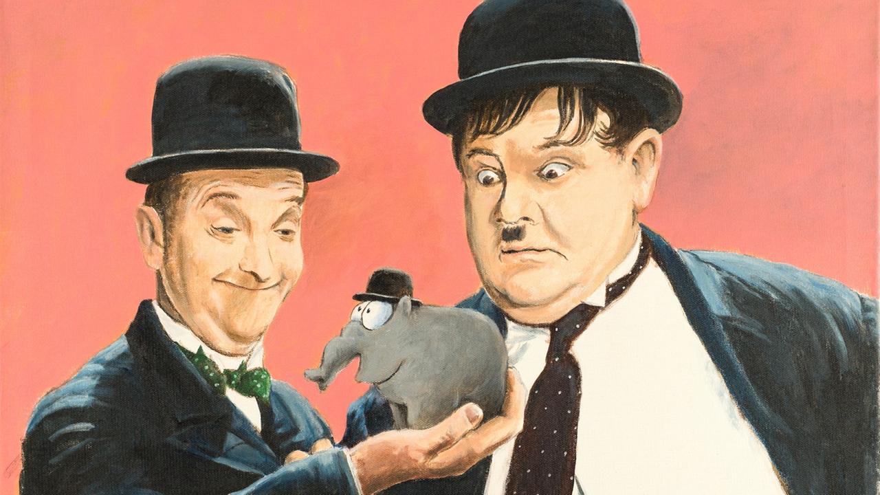 Ottifant mit Stan und Ollie - gemalt von Otto Waalkes. Ottifant mit Stan und Ollie - gemalt von Otto Waalkes.