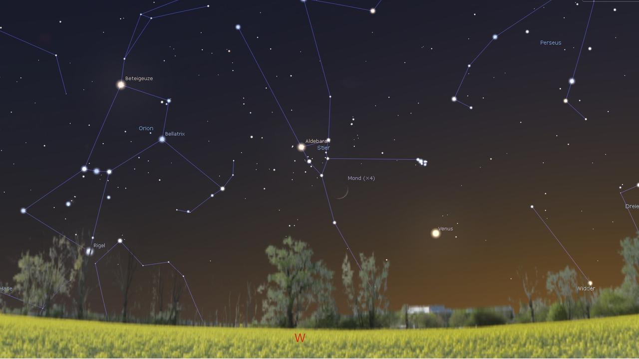 Venus und die Mondsichel morgen Abend am Westhimmel Venus und die Mondsichel morgen Abend am Westhimmel