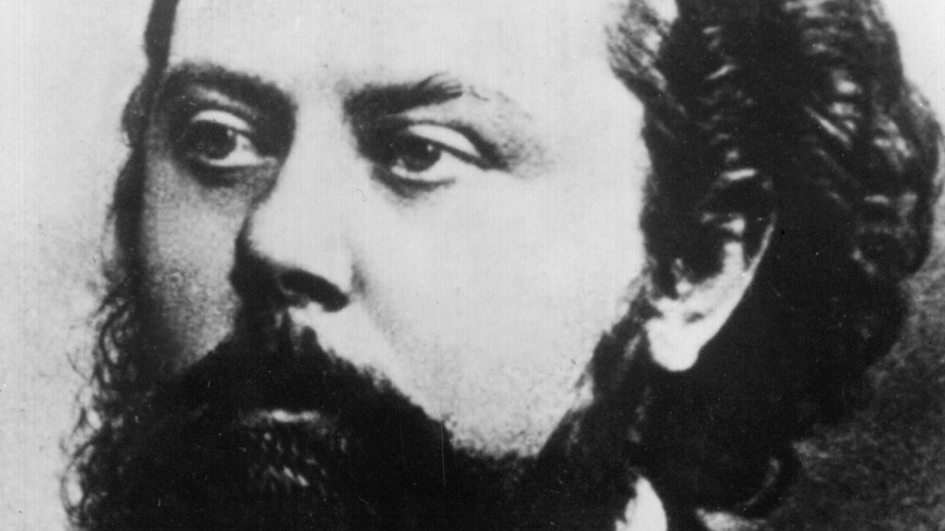 Der russische Komponist Modest Petrowitsch Mussorgski, 21. März 1839 in Karewo geboren, am 28. März 1881 in Petersburg verstorben, schwarz-weiß-Aufnahme