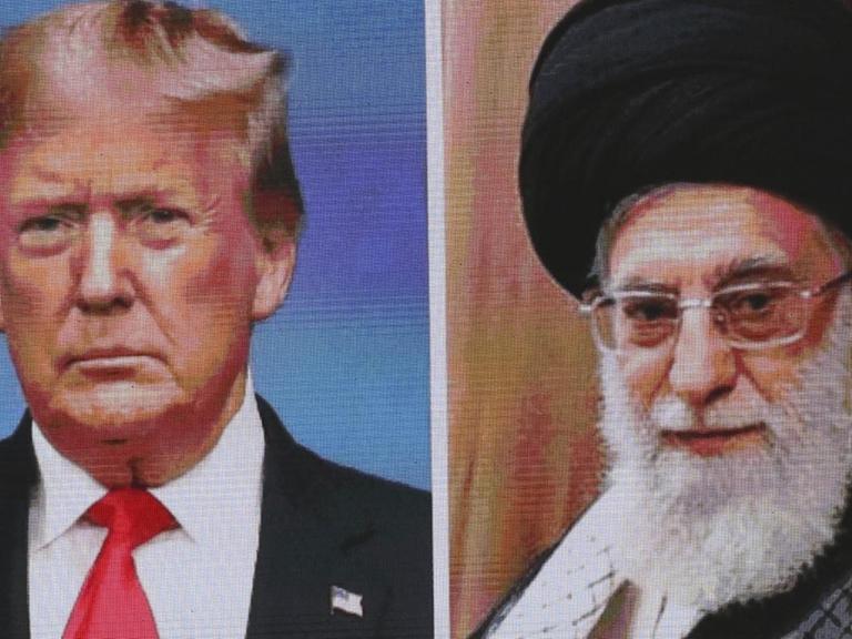 Fotos von Trump und Chamenei nebeneinander.