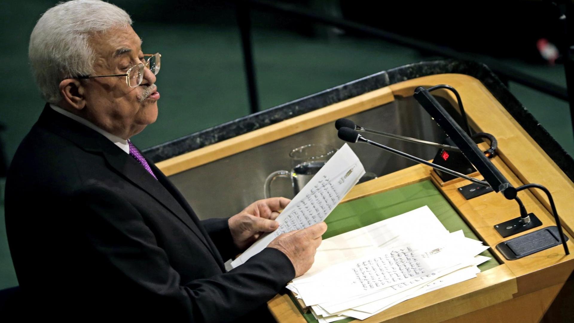 Mahmud Abbas in der UNO-Vollversammlung am 30. September 2015 Mahmud Abbas in der UNO-Vollversammlung am 30. September 2015