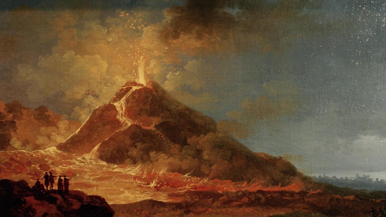 Der Ausbruch des Vesuv am 14. Mai 1771 auf einem Gemälde von Pierre-Jacques Volaire (1729-1792) im Museum Karlsruhe, Staatliche Kunsthalle. Der Ausbruch des Vesuv am 14. Mai 1771 auf einem Gemälde von Pierre-Jacques Volaire (1729-1792) im Museum Karlsruhe, Staatliche Kunsthalle.